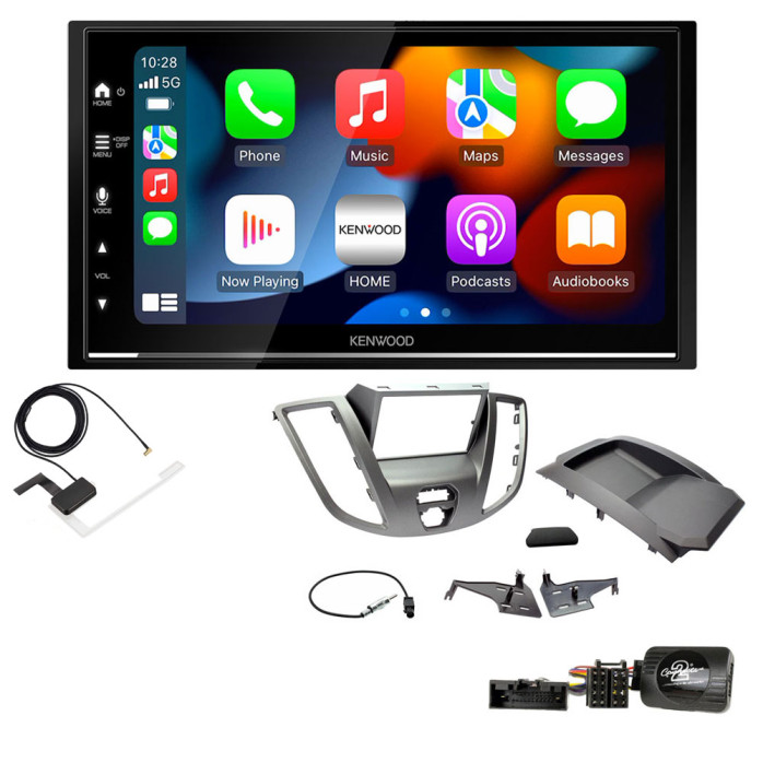 Ford Transit 2015 - 2021 Light Grey Kenwood DMX7722DABS Wireless Apple CarPlay Android Auto DAB Stereo Upgrade Kit